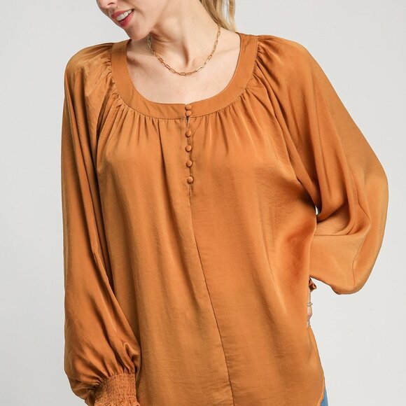 UMGEE Satin Round Neck Top - Picture 2 of 4
